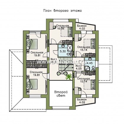 Проекты домов Альфаплан - «Три  семерки»- современный особняк с большими окнами - превью плана проекта №4