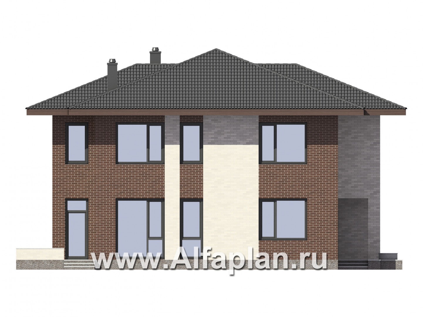 Проекты домов Альфаплан - Двухэтажный комфортный загородный дом. - изображение фасада №2