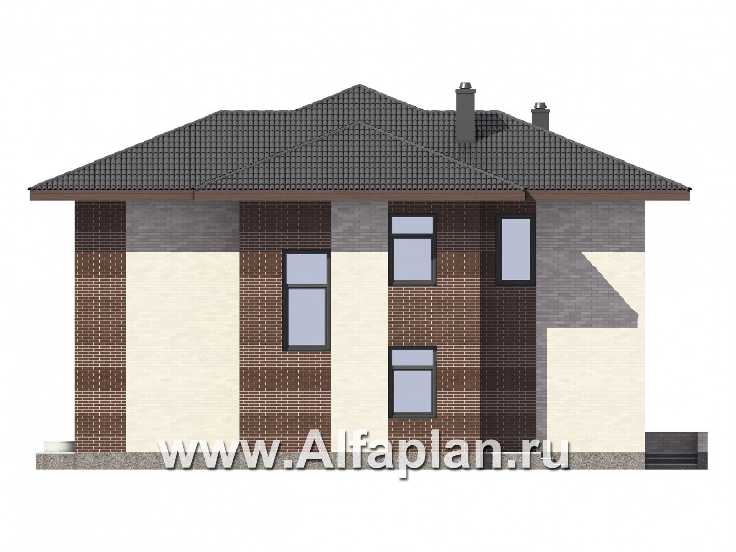 Проекты домов Альфаплан - Двухэтажный комфортный загородный дом. - изображение фасада №4