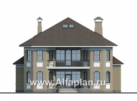 Проекты домов Альфаплан - «Рюрик» - солидный дом из газобетона для солидной семьи - превью фасада №1