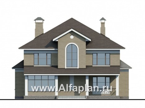 Проекты домов Альфаплан - «Рюрик» - солидный дом из газобетона для солидной семьи - превью фасада №4