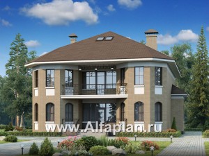 Проекты домов Альфаплан - «Рюрик» - солидный дом из газобетона для солидной семьи - превью основного изображения
