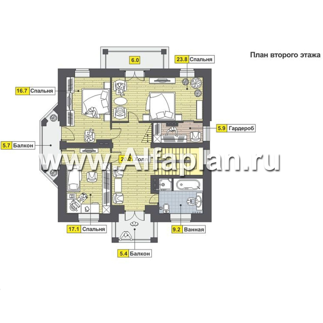 Проекты домов Альфаплан - Кирпичный коттедж в классических традициях - план проекта №2