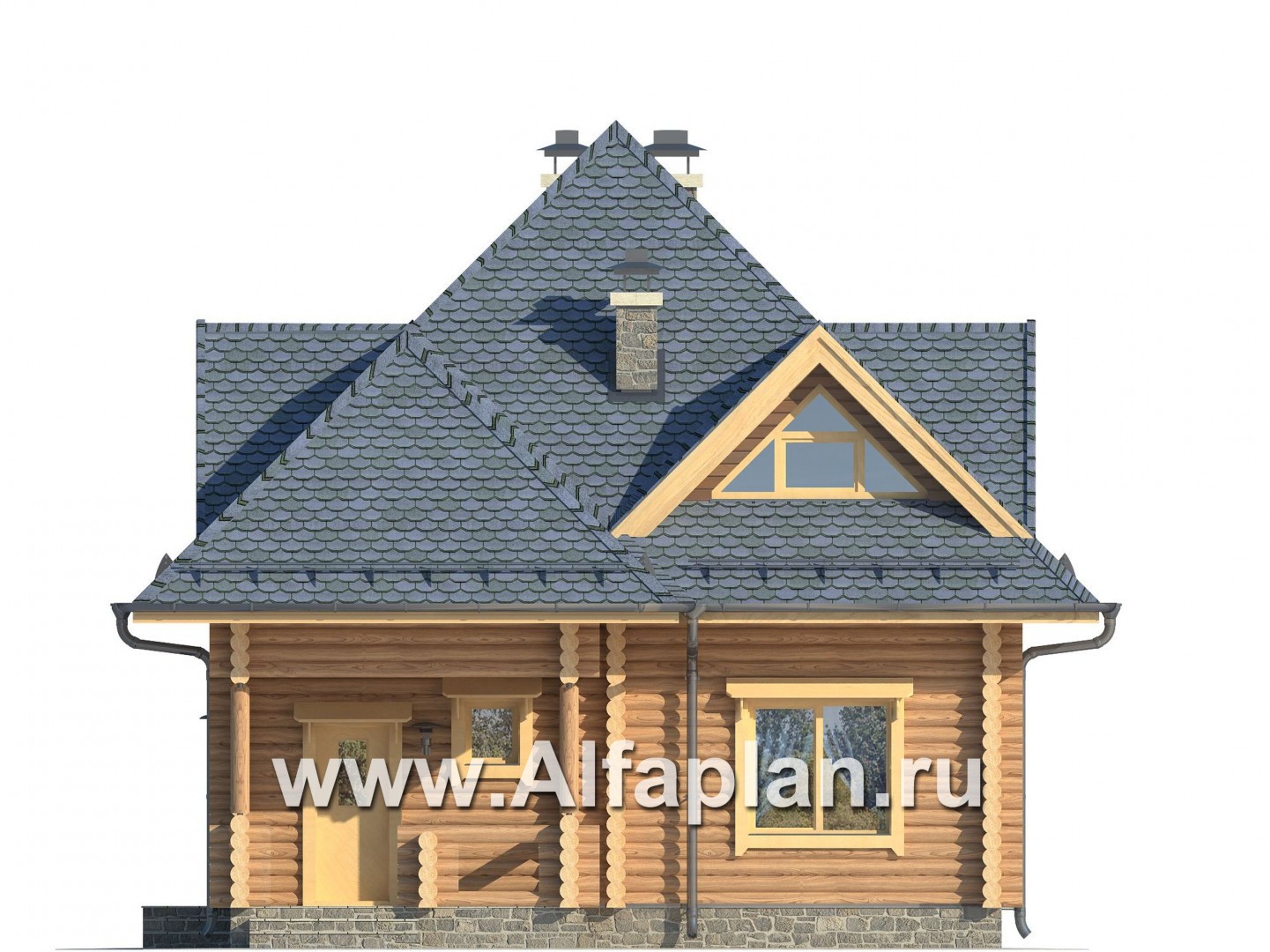 Проекты домов Альфаплан - Компактный деревянный дом - изображение фасада №1