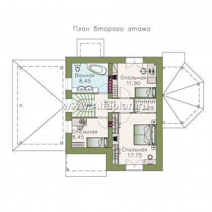 Проекты домов Альфаплан - Кирпичный дом «Оптима» с навесом и террасой - превью плана проекта №2
