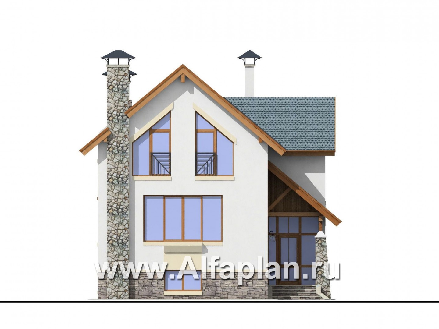 Проекты домов Альфаплан - «Эксклюзив» - компактный трехэтажный коттедж - изображение фасада №1