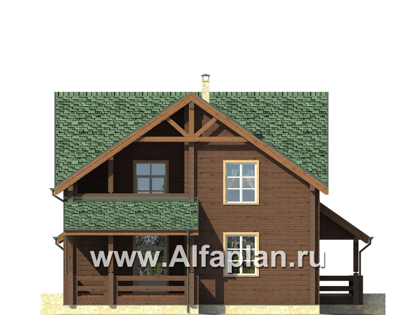 Проекты домов Альфаплан - Комфортный дом из клееного бруса - изображение фасада №1