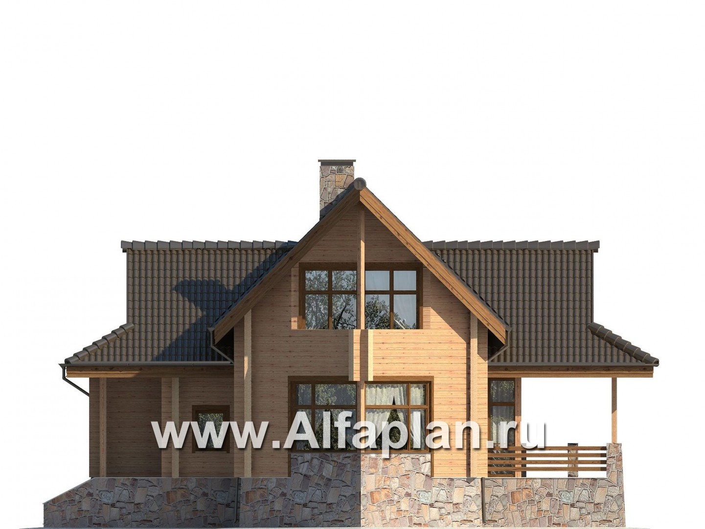Проекты домов Альфаплан - Коттедж из клееного бруса - изображение фасада №1