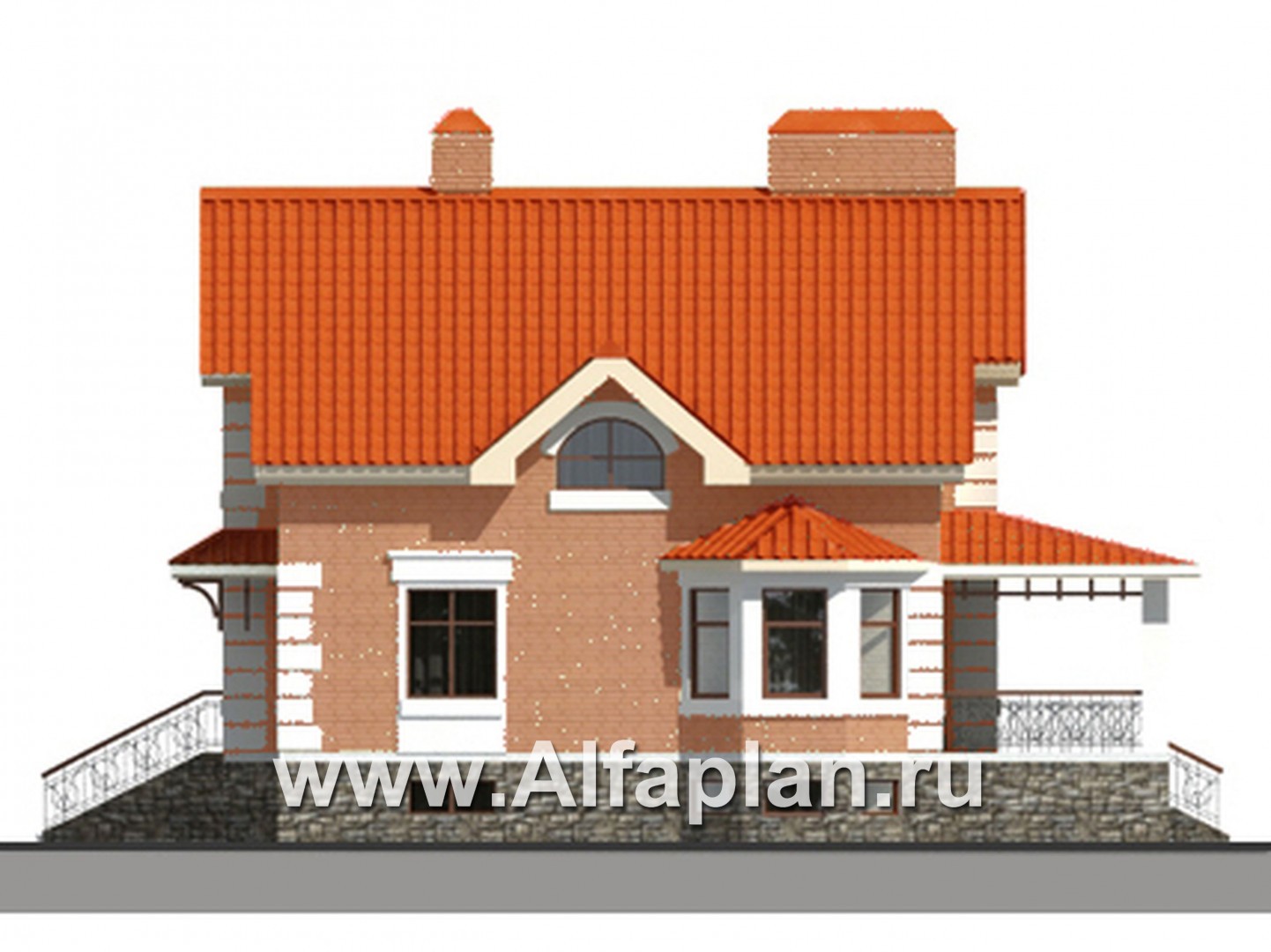 Проекты домов Альфаплан - Коттедж с большим гаражом и террасой - изображение фасада №1