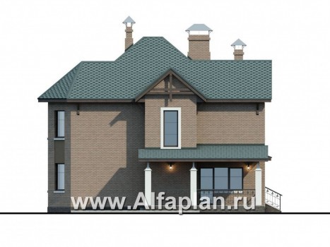 Проекты домов Альфаплан - «Магнит» - коттедж с террасами и постирочной - превью фасада №4
