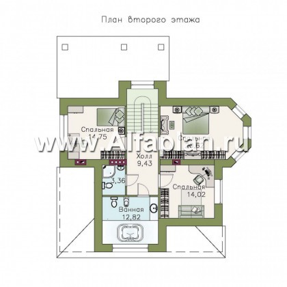 Проекты домов Альфаплан - «Магнит» - коттедж с террасами и постирочной - превью плана проекта №2