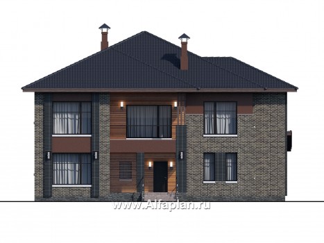 Проекты домов Альфаплан - «Неман» - загородный дом с двусветной гостиной - превью фасада №1