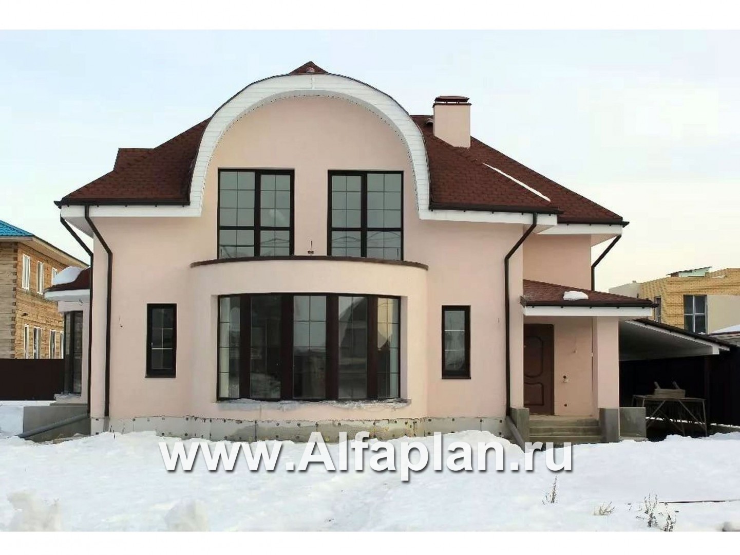 Проекты домов Альфаплан - «Новелла» - архитектурная планировка с полукруглым зимним садом - дополнительное изображение №1