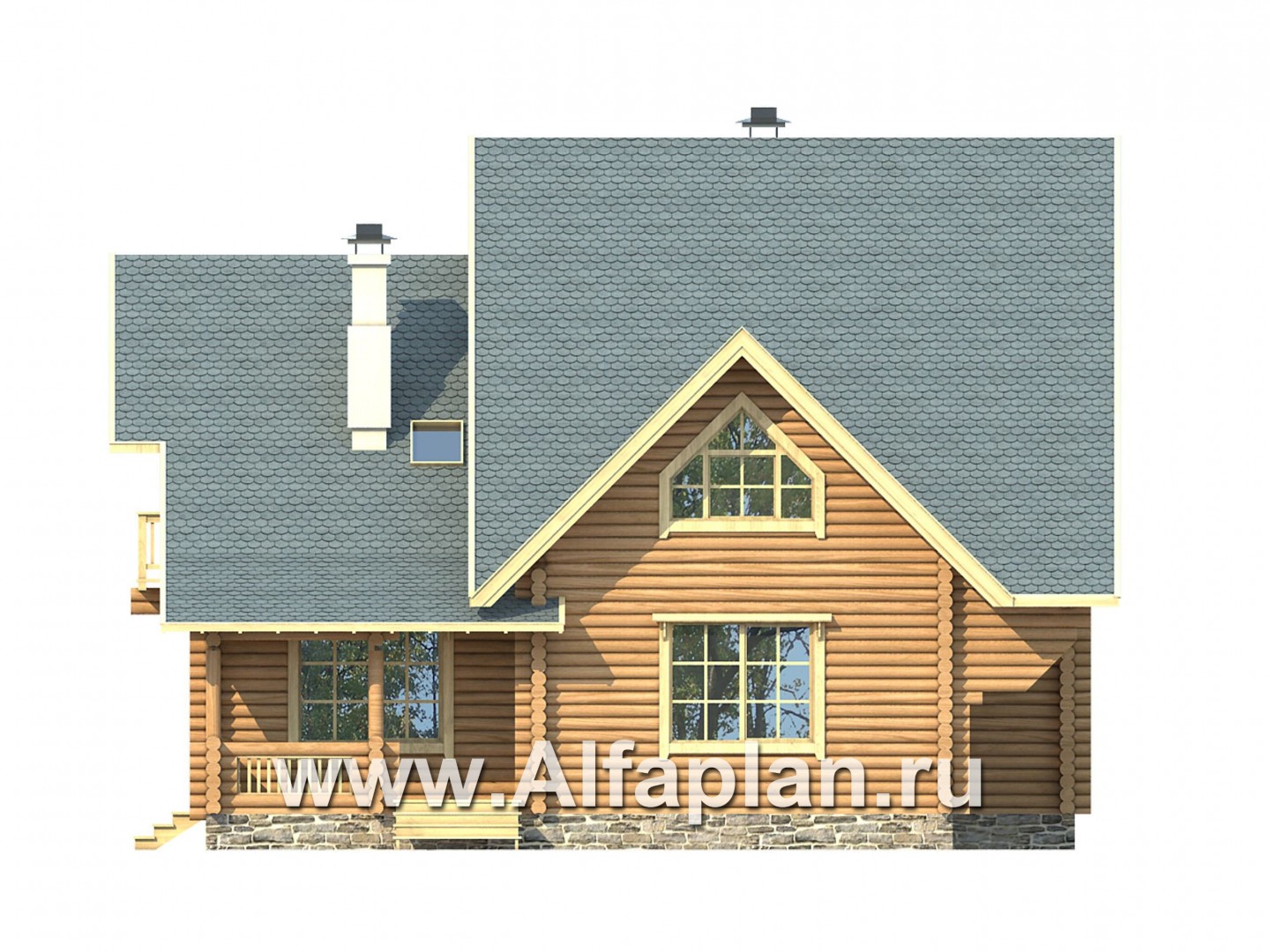 Проекты домов Альфаплан - Традиционный деревянный загородный дом - изображение фасада №3