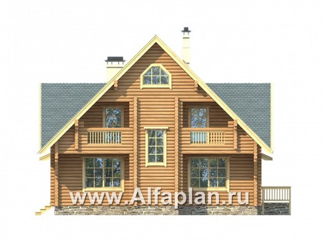 Проекты домов Альфаплан - Традиционный деревянный загородный дом - превью фасада №2