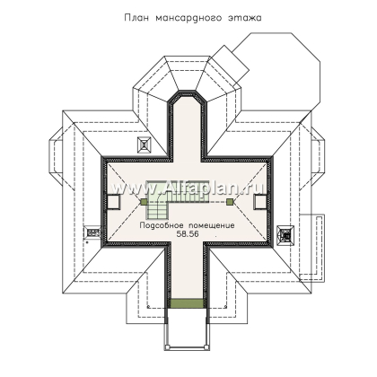 «Головин плюс» - проект двухэтажного дома, планировка с лестницей в центре и вторым светом, с цокольным этажом, в классическом стиле - превью план дома