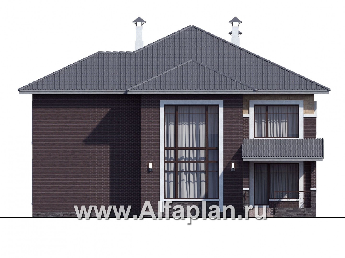 Проекты домов Альфаплан - «Висла» — особняк с двусветной столовой - изображение фасада №4
