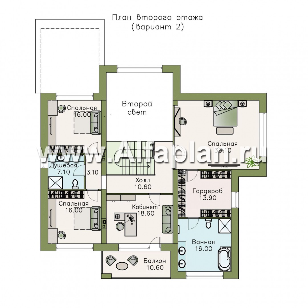 Проекты домов Альфаплан - «Висла» — особняк с двусветной столовой - изображение плана проекта №3