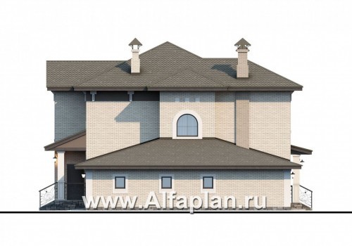 Проекты домов Альфаплан - «Северная корона» - двуxэтажный коттедж с элементами стиля модерн - превью фасада №2