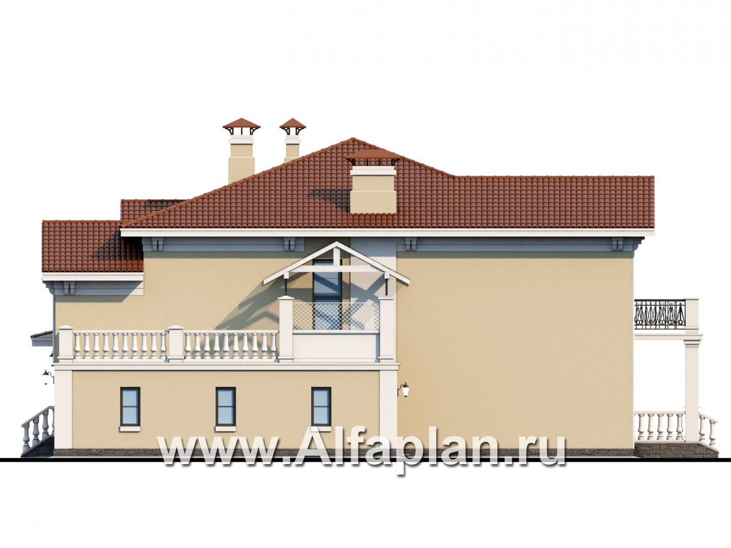 Проекты домов Альфаплан - «Эсперанса» - загородный особняк с террасой над гаражом - изображение фасада №2