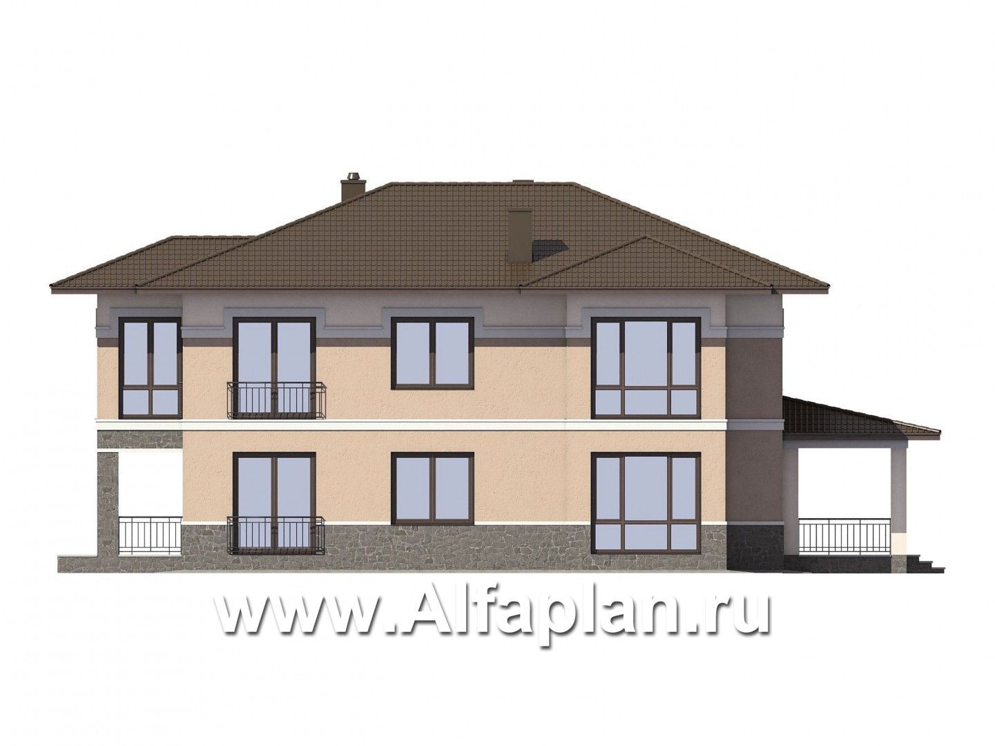 Проекты домов Альфаплан - Элегантный двухэтажный коттедж - изображение фасада №4