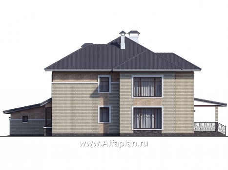 Проекты домов Альфаплан - «Висла» — особняк с двусветной столовой и гаражом на два автомобиля - превью фасада №2