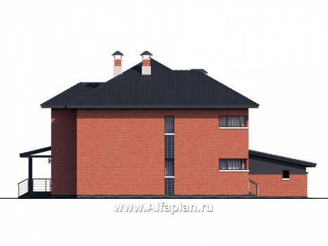 Проекты домов Альфаплан - «Эльба» — современная вилла с угловым остеклением и гаражом - превью фасада №3