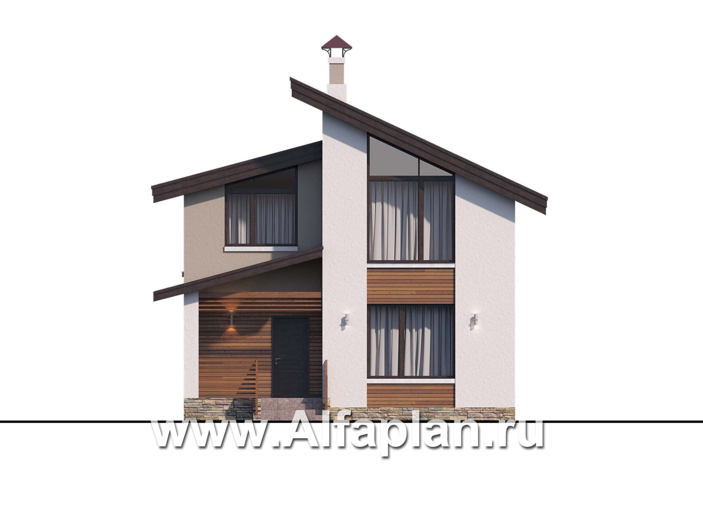 Проекты домов Альфаплан - «Оптима»- проект двухэтажного дома, в современном стиле, удобная планировка - изображение фасада №1