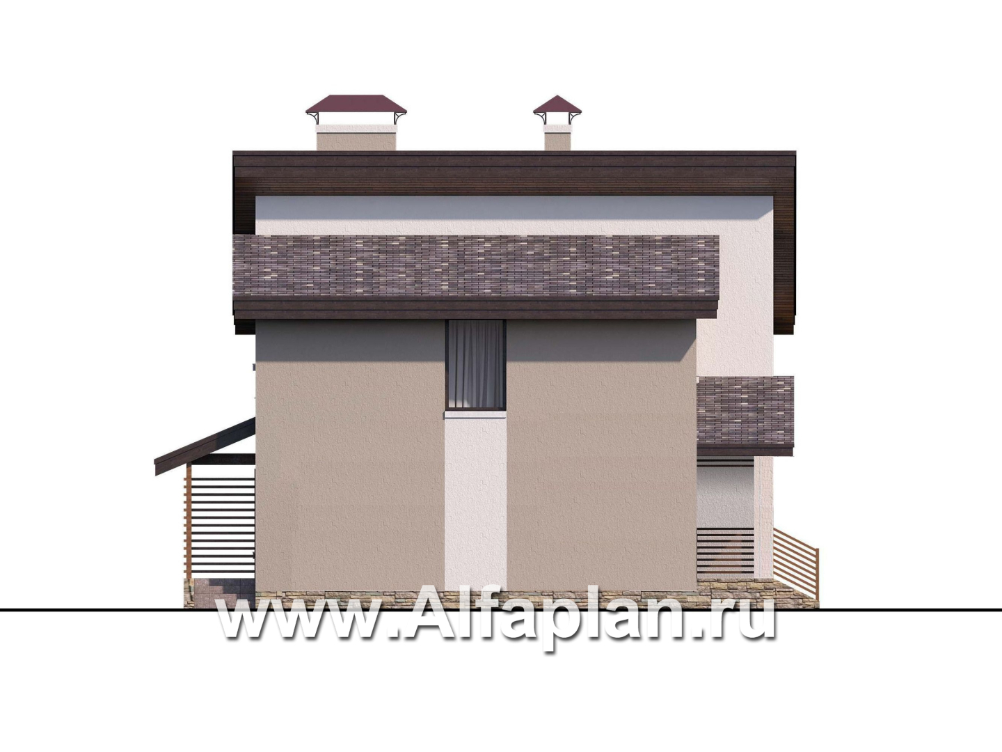Проекты домов Альфаплан - «Оптима»- проект двухэтажного дома, в современном стиле, удобная планировка - изображение фасада №3