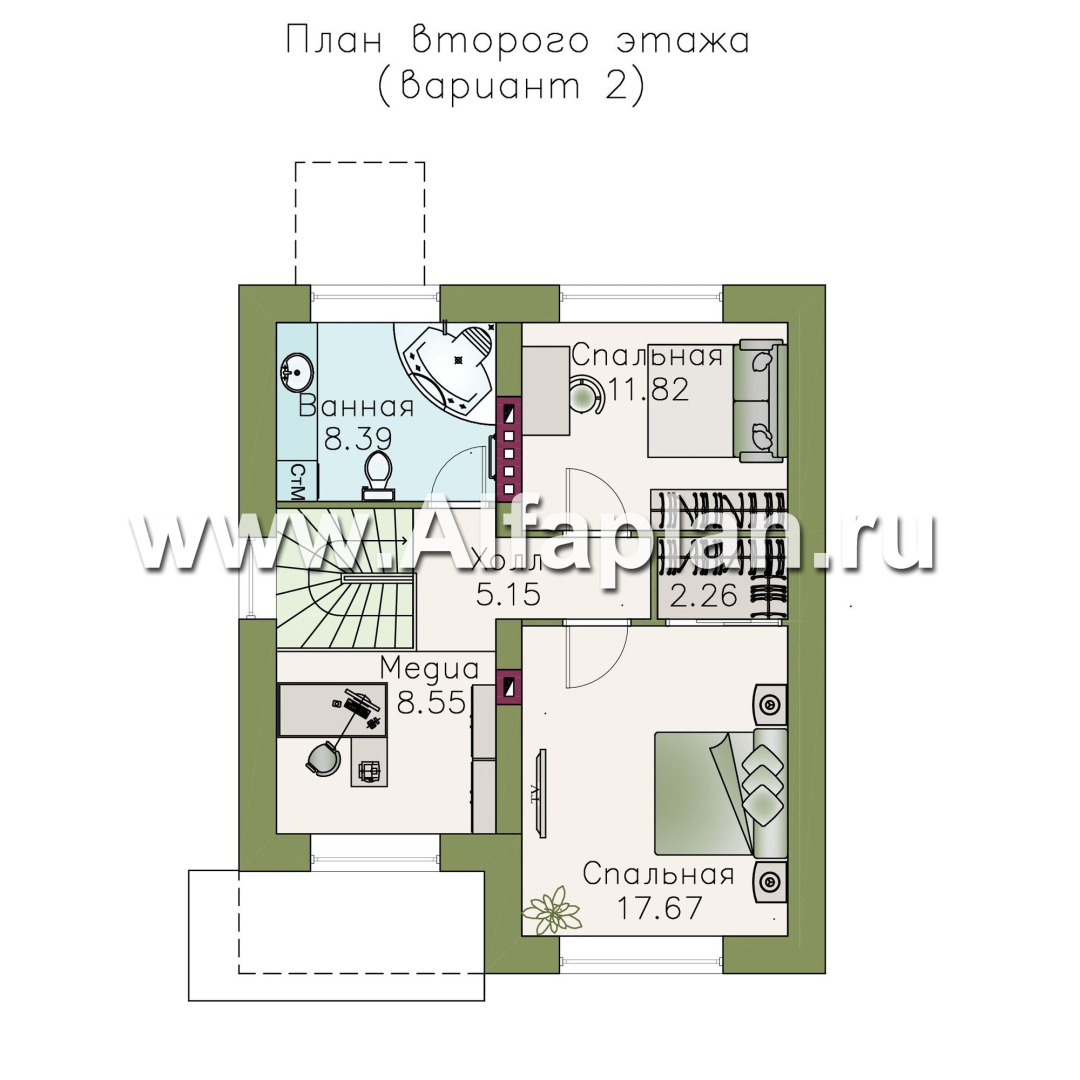 Проекты домов Альфаплан - «Оптима»- проект двухэтажного дома, в современном стиле, удобная планировка - изображение плана проекта №3