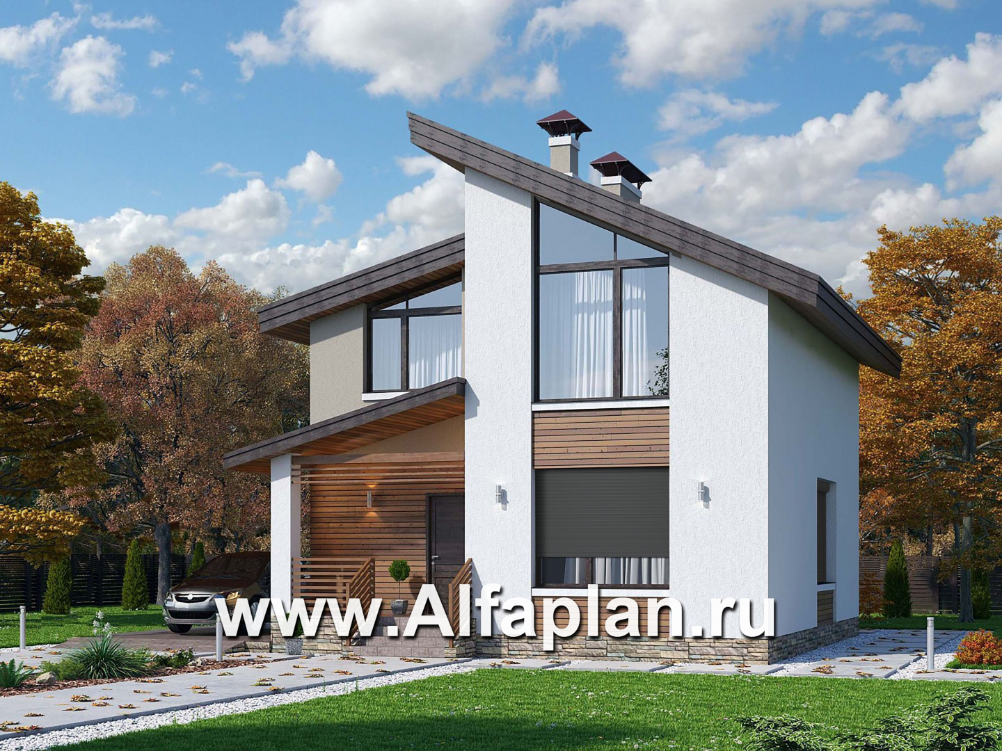 Проекты домов Альфаплан - «Оптима»- проект двухэтажного дома, в современном стиле, удобная планировка - дополнительное изображение №1
