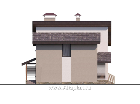 Проекты домов Альфаплан - «Оптима»- проект двухэтажного дома, в современном стиле, удобная планировка - превью фасада №3