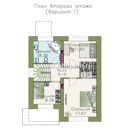 Проекты домов Альфаплан - «Оптима»- проект двухэтажного дома, в современном стиле, удобная планировка - превью плана проекта №2