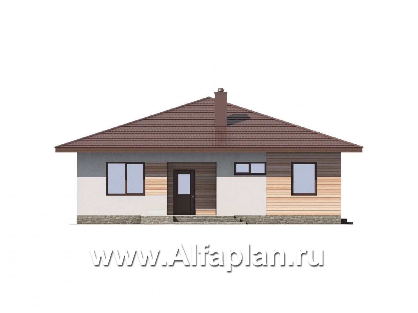Проекты домов Альфаплан - Одноэтажный загородный дом - изображение фасада №1