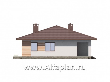 Проекты домов Альфаплан - Одноэтажный загородный дом - превью фасада №3