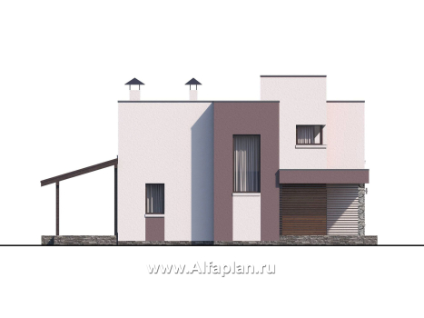 «Арс» - проект двухэтажного дома с плоской кровлей, в стиле хай-тек, для узкого участка - превью дополнительного изображения №6