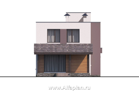«Арс» - проект двухэтажного дома с плоской кровлей, в стиле хай-тек, для узкого участка - превью дополнительного изображения №7