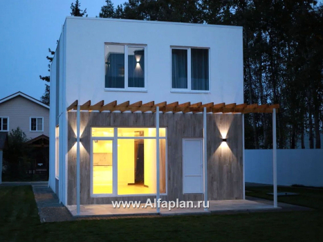 «Арс» - проект двухэтажного дома с плоской кровлей, в стиле хай-тек, для узкого участка - превью дополнительного изображения №10