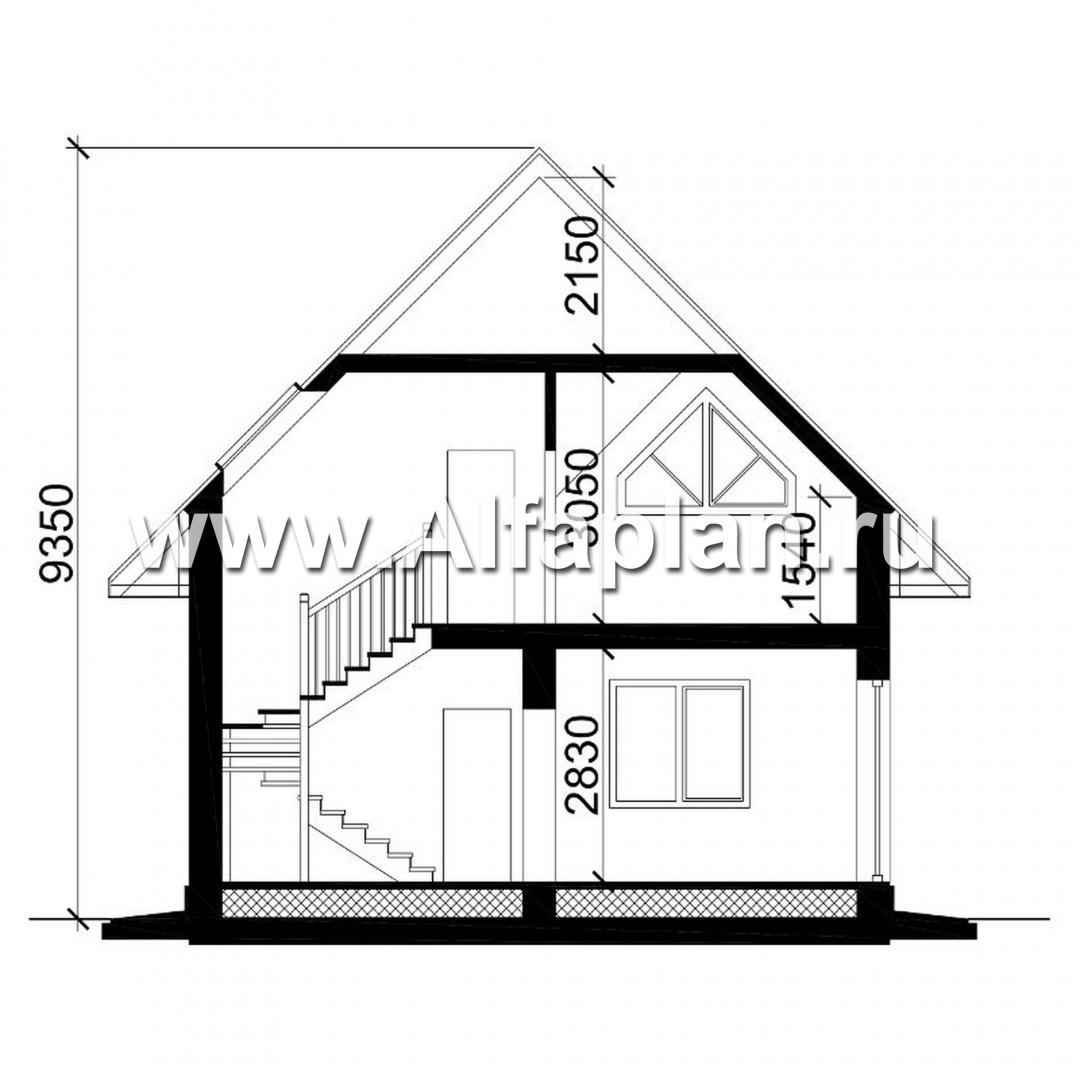 G55 Проект дома с мансардой, 3 спальни, для маленького участка: цена |  Купить готовый проект с фото и планировкой