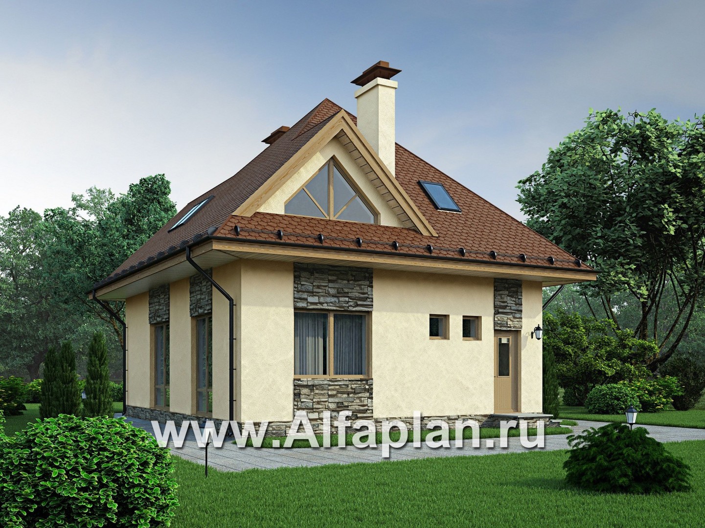 Проекты домов Альфаплан - Мансардный дом для маленького участка - дополнительное изображение №2