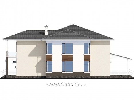 Проекты домов Альфаплан - Двухэтажный коттедж с гаражом и террасой - превью фасада №2