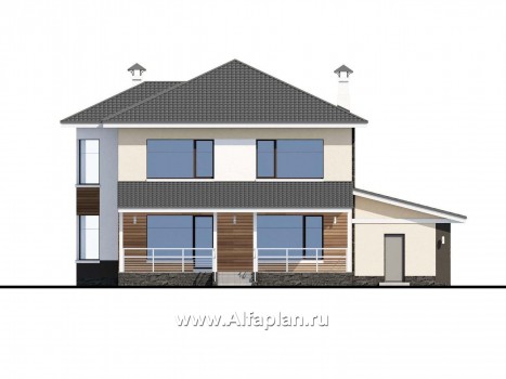 «Акварель» - проект двухэтажного дома в современном стиле, мастер спальня, с террасой и гаражом на 2 авто - превью фасада дома