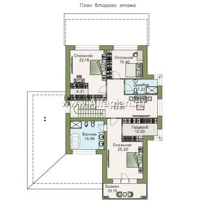Проекты домов Альфаплан - Двухэтажный коттедж с гаражом и террасой - превью плана проекта №2