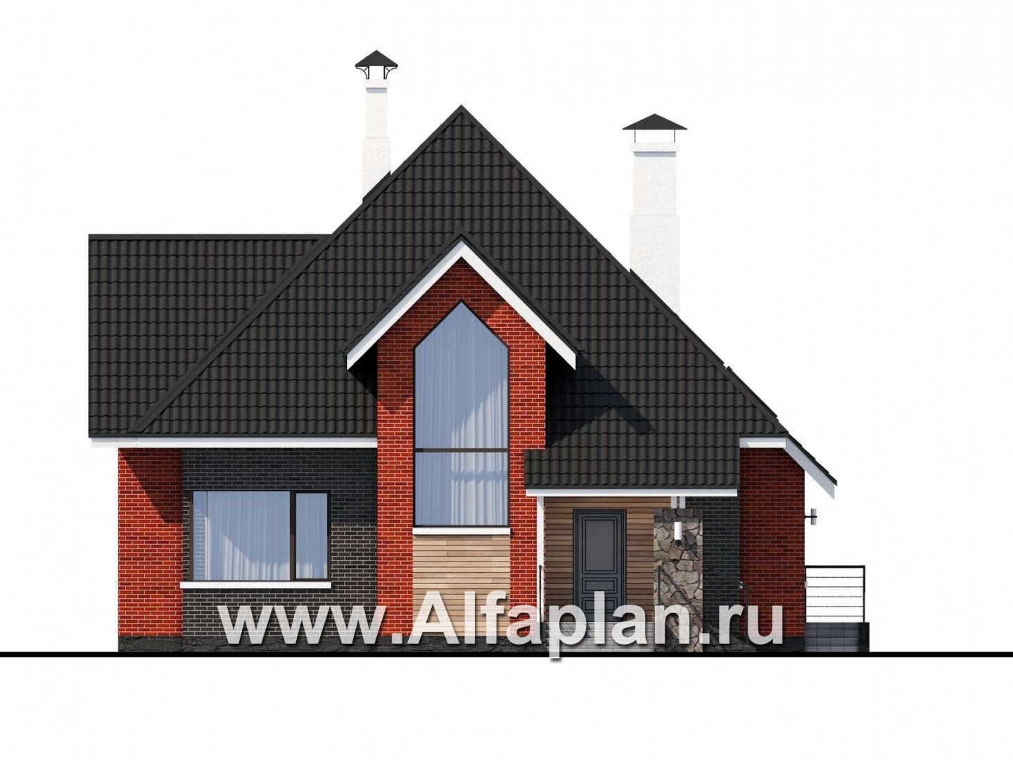 Проекты домов Альфаплан - «Сириус» - современный мансардный дом - изображение фасада №1