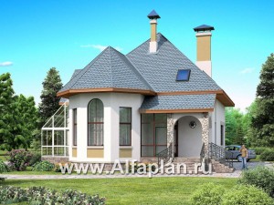 Проекты домов Альфаплан - Загородный дом с террасой-барбекю и зимним садом - превью основного изображения