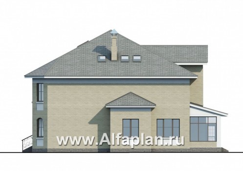 Проекты домов Альфаплан - «Рюрик» - солидный дом из газобетона для солидной семьи - превью фасада №2