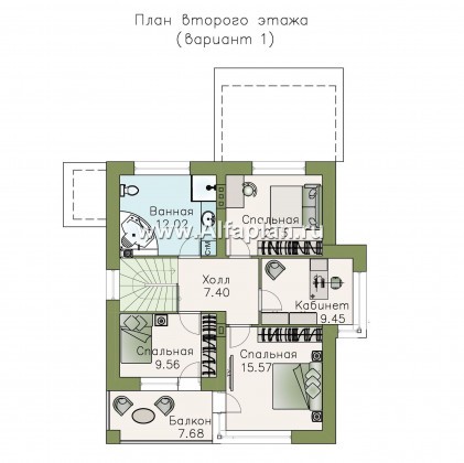 «Лотос» - проект современного двухэтажного дома, 4 спальни, с террасой, в стиле минимализм - превью план дома