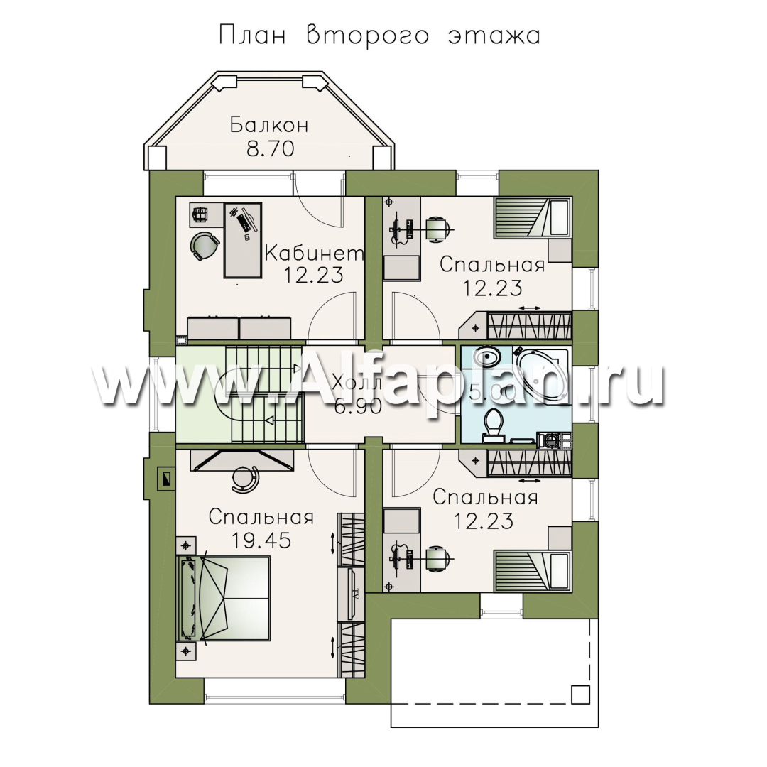 Проекты домов Альфаплан - «Стелла»- стильный дом для маленького участка - изображение плана проекта №2