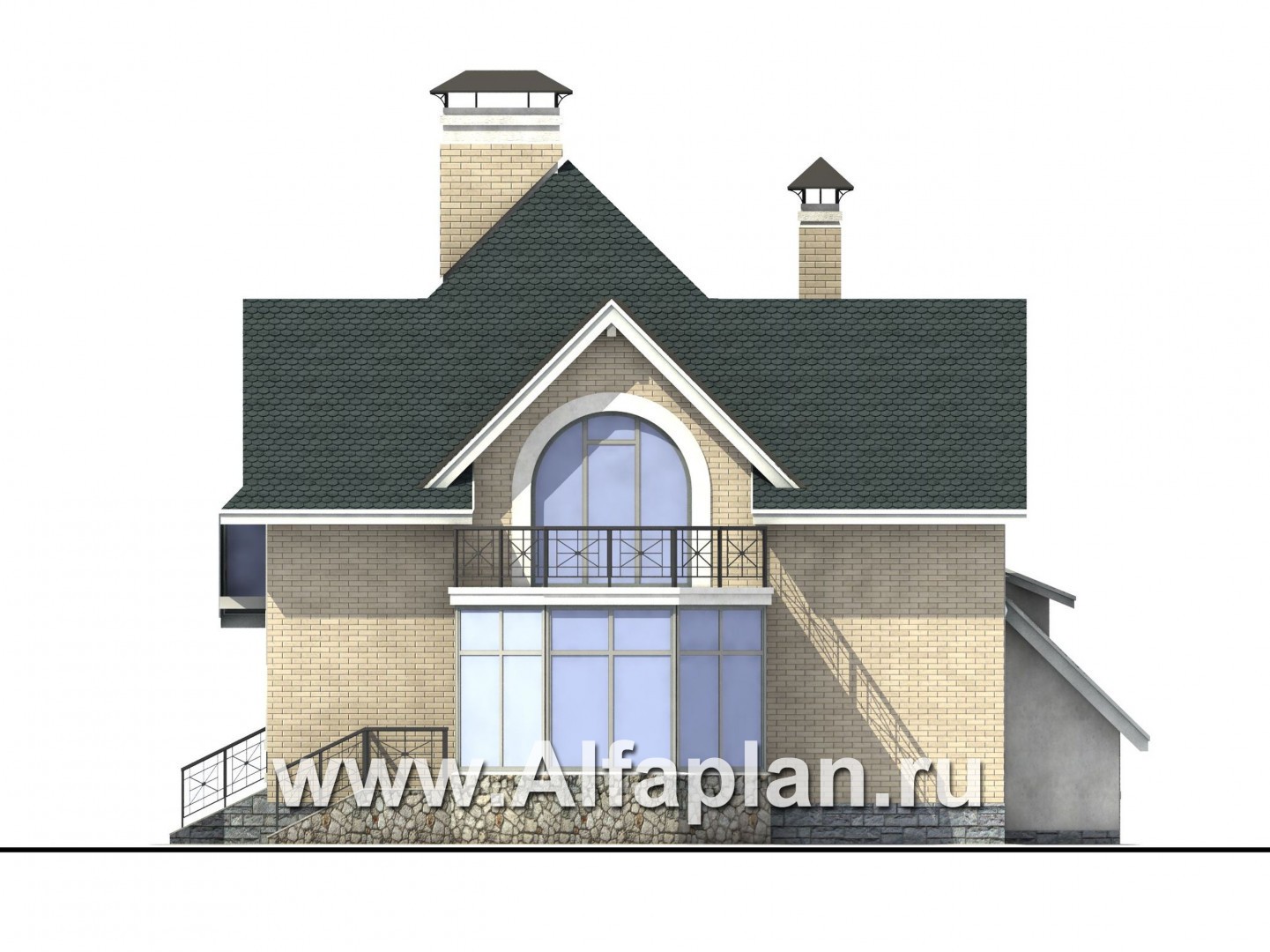 Проекты домов Альфаплан - Загородный дом с компактным планом - изображение фасада №4