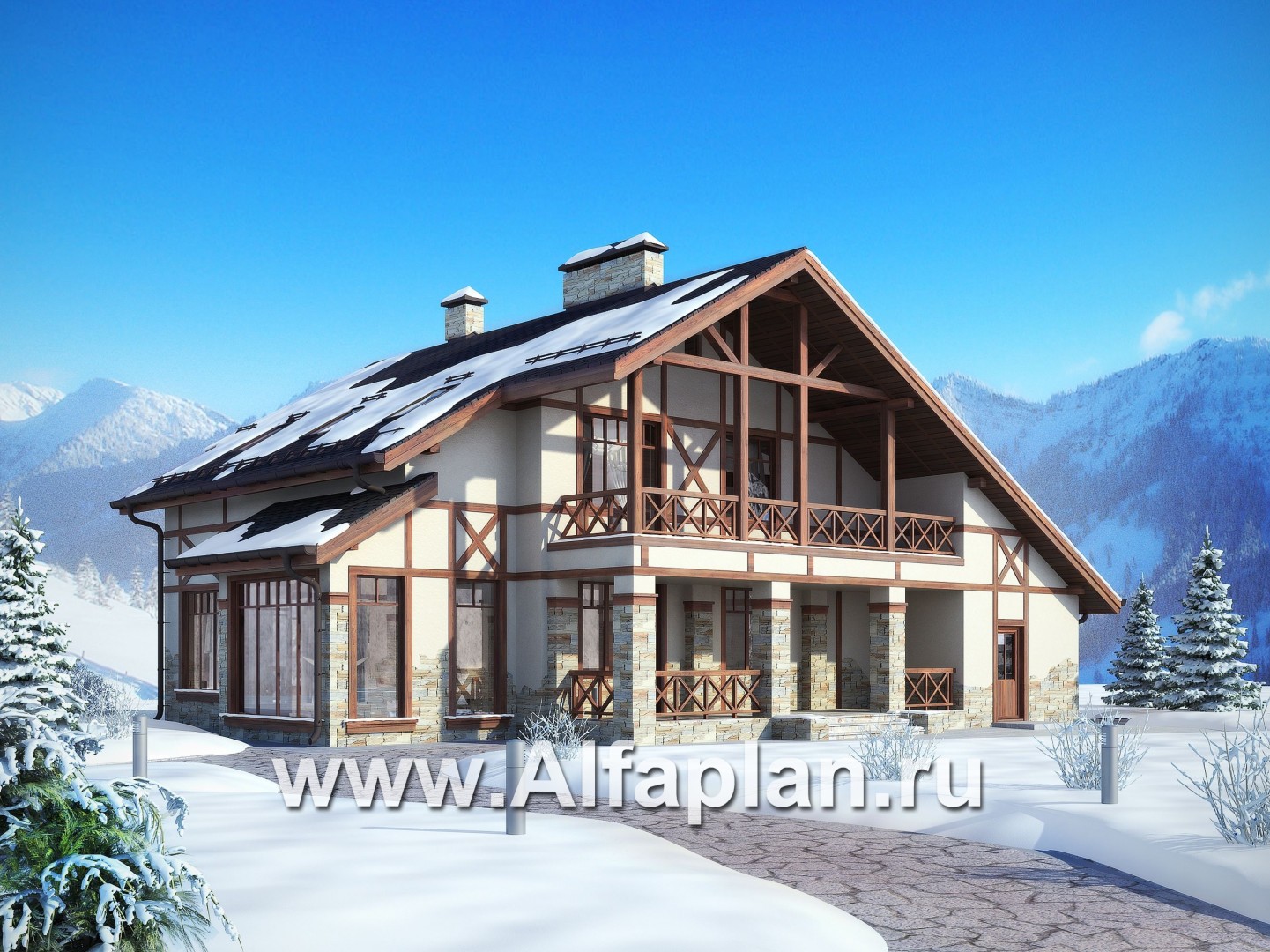Проекты домов Альфаплан - Альпийское шале - дополнительное изображение №2